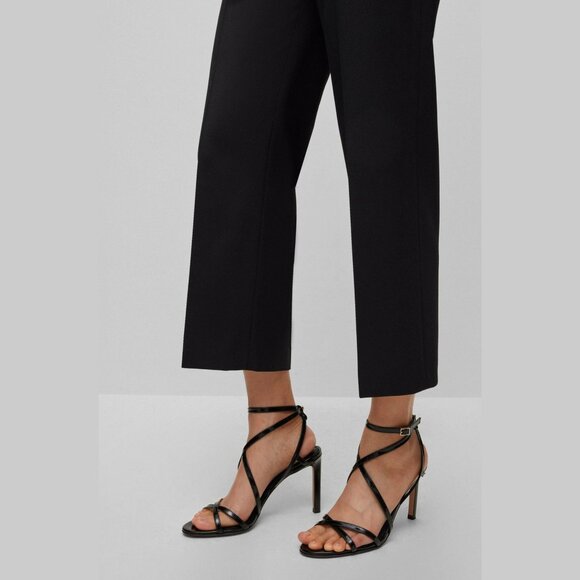 Hugo Boss Patent Leather High-heeled sandals 7 black NIB - Picture 1 of 15